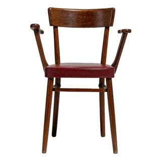 19th Century France Mid-century Modern Red Wood Lounge Chair For Sale