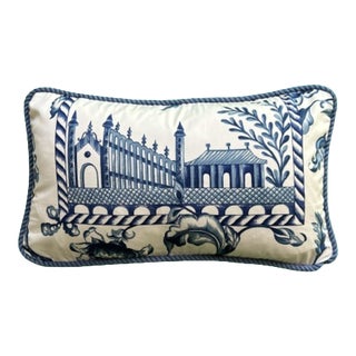 Palace Walk Blue and White Toile From Beacon Hill Decorative Pillow For Sale