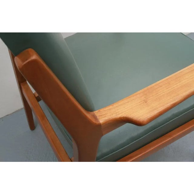 Beige Armchair in Cherry & Leatherette, 1950s For Sale - Image 8 of 10