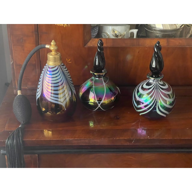 Italian 3 Gorgeous Italian Perfume Bottles Irridescent Glass For Sale - Image 3 of 5
