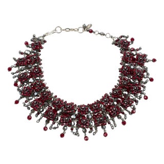 Daniel Swarovski Paris Victorian-Inspired Red Crystal Choker Necklace For Sale