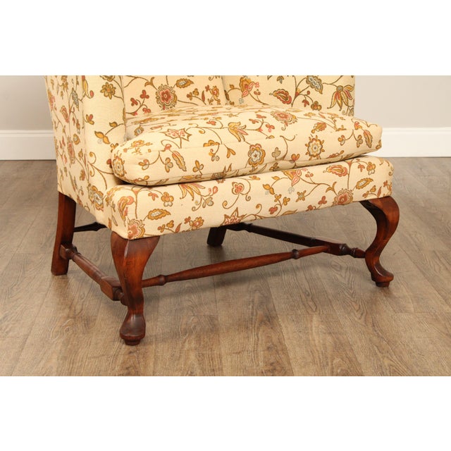 Queen Anne Style Vintage Pair of Mahogany Wing Chairs | Chairish