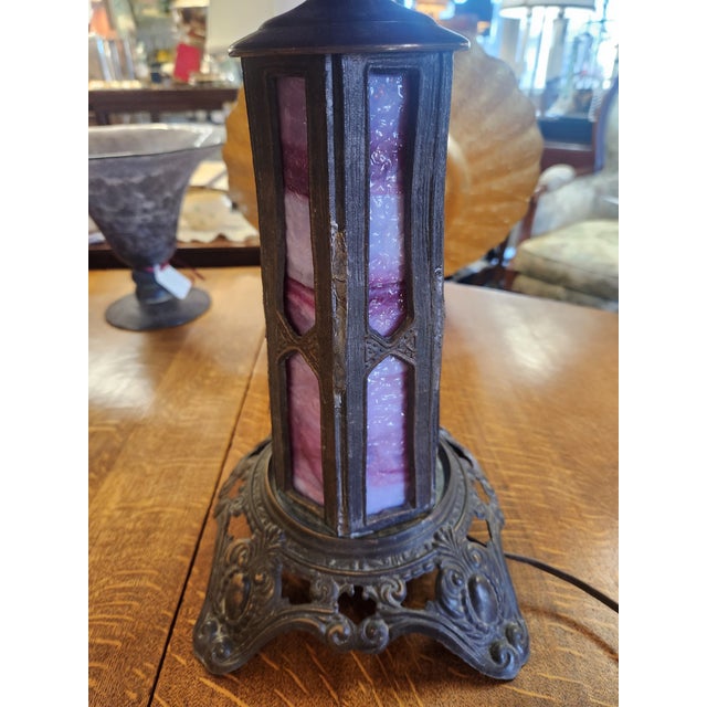 Early 20th Century Pair of American Peh Slag Glass Table Lamps For Sale In Denver - Image 6 of 9