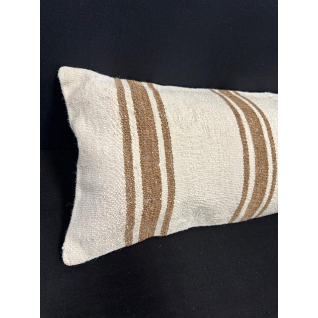 Turkish Hemp Pillow Cushion Natural Beige Brown Cushion Cover 14x40 #30496 Enhance your home decor with our Kilim Pillow...