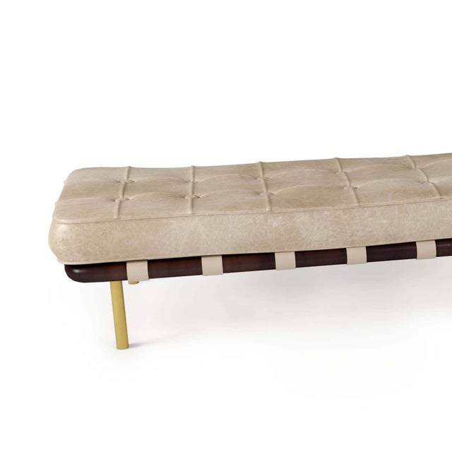 Traditional Regina Andrew Tufted Leather Gallery Bench, Cappuccino For Sale - Image 3 of 7