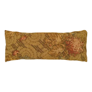 1910 Decorative Antique Jacquard Tapestry Pillow with Floral Elements Allover