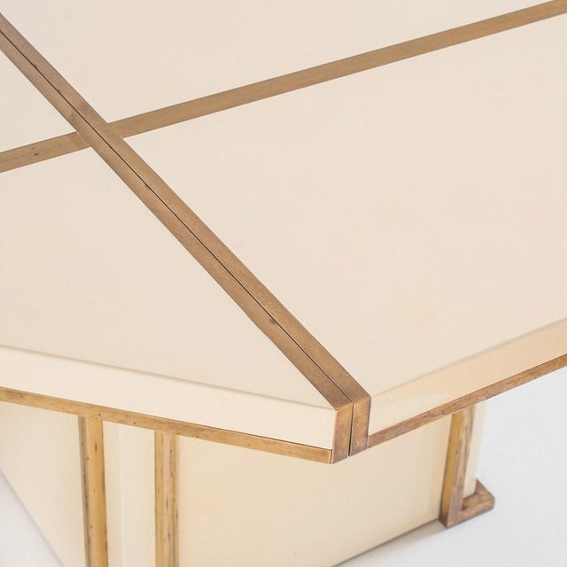 Extendable Dining Table in Lacquered Wood and Gilt Brass by Jean Claude Mahey, France, 1970s For Sale - Image 10 of 18