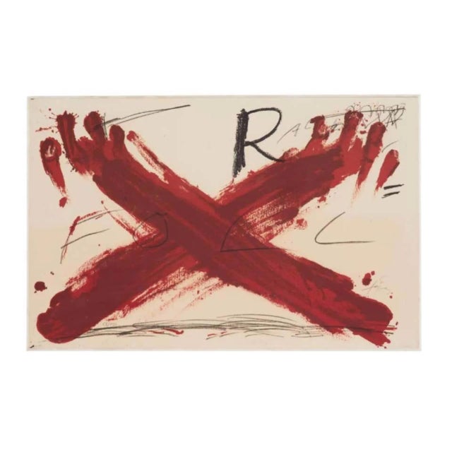 Printmaking Materials Untitled, 1973 (Antoni Tàpies Modern Signed Litho Print, 63/150) Framed For Sale - Image 7 of 8