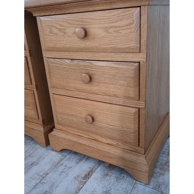 Brown Hunt Country 3-Drawer Nightstands in Oak - A Pair For Sale - Image 8 of 9