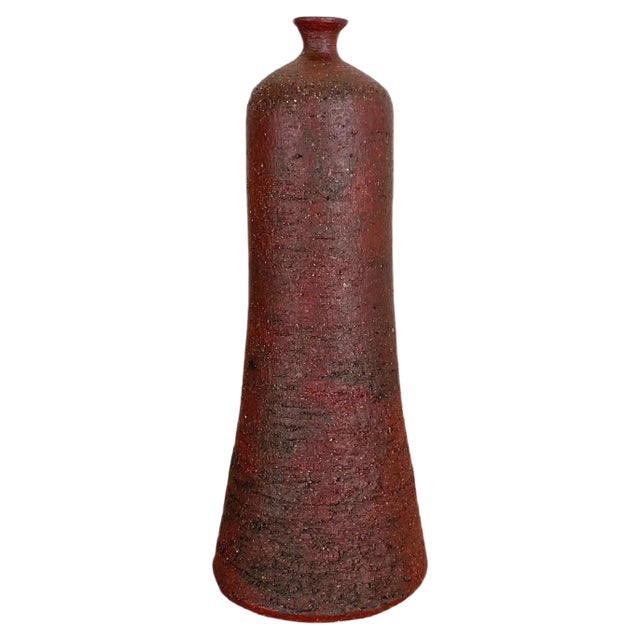 Abstract Red Ceramic Studio Pottery Vase by Gerhard Liebenthron, Germany, 1970s For Sale