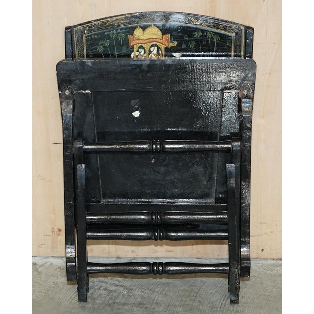 Set of Antique Indian Chinoiserie Campaign Folding Chairs For Sale - Image 15 of 18