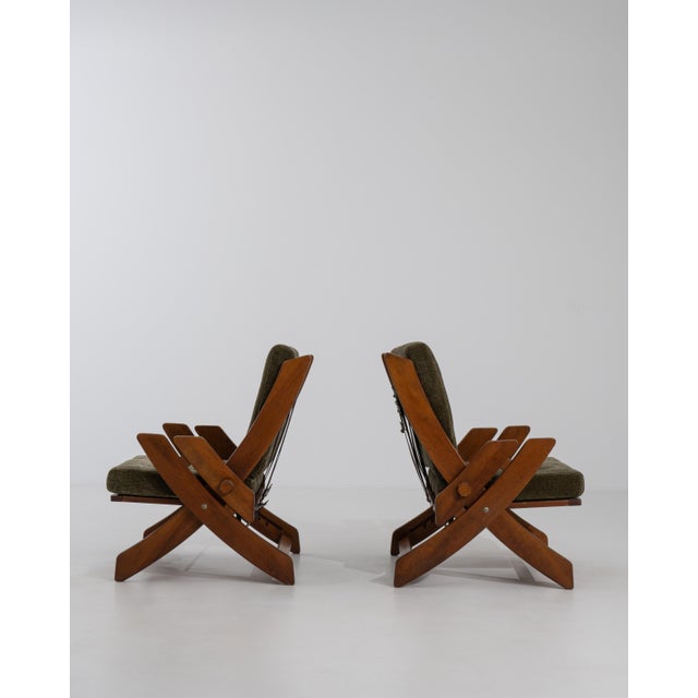 Pair Of Mid-Century Modern Lounge Armchairs With Adjustable Backs Green For Sale - Image 15 of 18