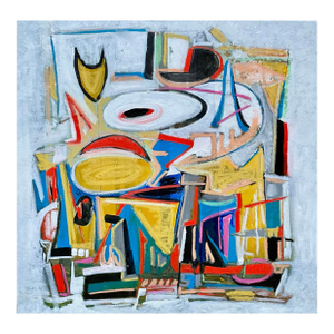 John Schwab Bucks County, Pa Abstract Expressionist Cubist Oil Painting 24”x24”