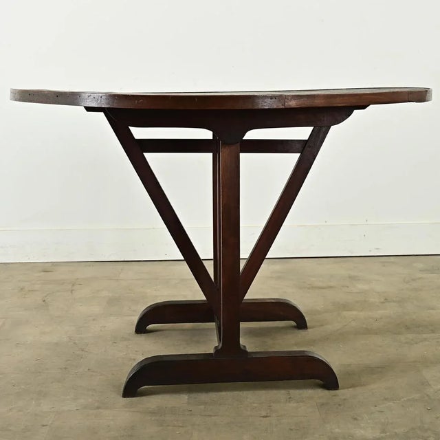 Rustic European French 19th Century Walnut and Painted Canvas Wine Taster's Table For Sale - Image 3 of 12