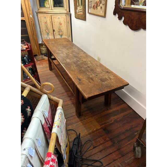 Rustic Large 19th Century Sturdy Rustic Elm Bench For Sale - Image 3 of 16