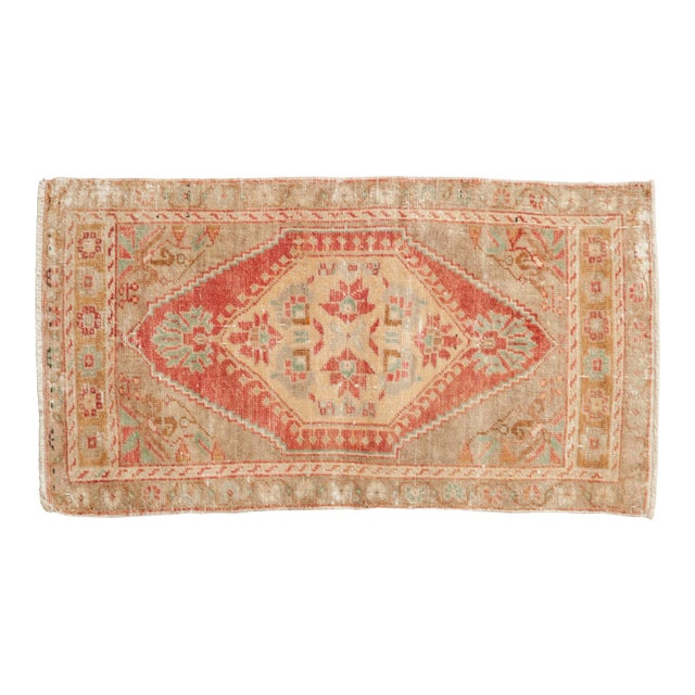 Vintage Distressed Oushak Rug Mat Runner - 1'9" X 3'3" For Sale