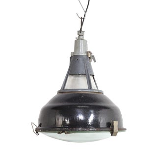 Vintage Industrial Enamel Pendant Lamp, 1950s For Sale