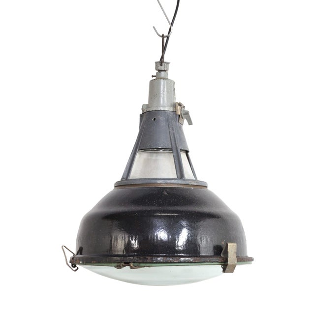 Vintage Industrial Enamel Pendant Lamp, 1950s For Sale