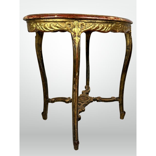 French 19th Century French Marble Top Table Carved Stretcher Base Antique 19th Century For Sale - Image 3 of 12