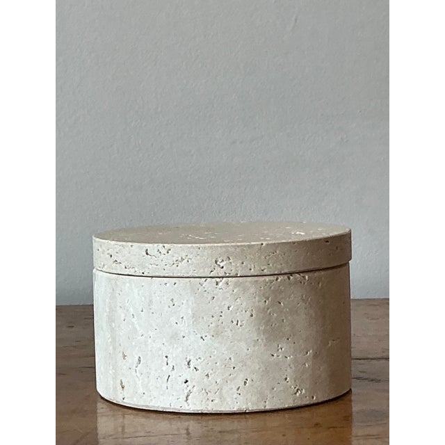 Mid 20th Century Vintage Boho Raw Travertine Lidded Box For Sale - Image 5 of 8