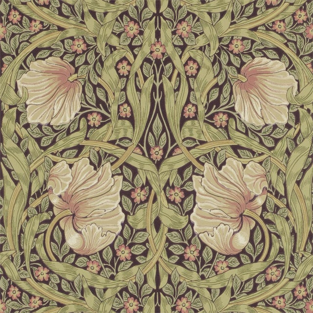 Morris & Co Pimpernel Wallpaper in Bullrush/Russet For Sale