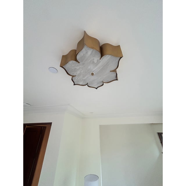 Currey & Company Grand Lotus Flush Mount Ceiling Light With Gold Leaf Finish by Currey and Company For Sale - Image 4 of 6