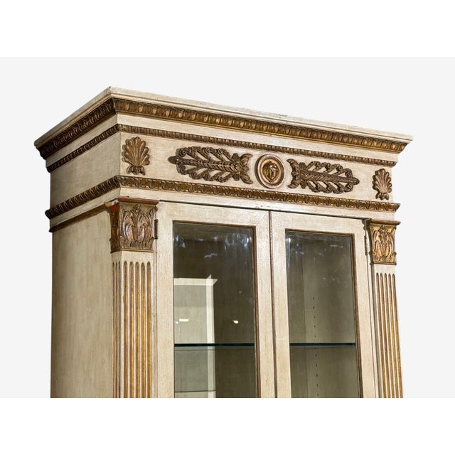 French Regency, Monumental Bookcases, Cream Painted Wood, Gilt, France, 19th C. For Sale - Image 13 of 18