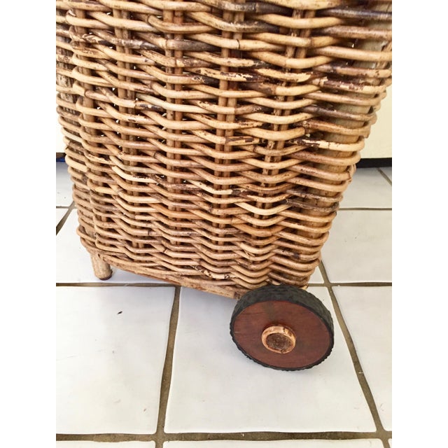 French Market Rolling Wicker Basket Chairish