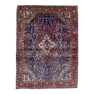 Antique Persian Jozan Hand-Knotted Rug 3'4" X 4'5" For Sale