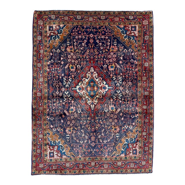 Antique Persian Jozan Hand-Knotted Rug 3'4" X 4'5" For Sale