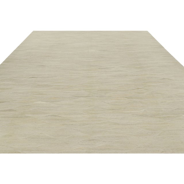 Rug & Kilim Rug & Kilim’s Oversized Flatweave Rug With Muted Patterns in Beige-Brown Striae For Sale - Image 4 of 7