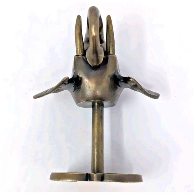 2000 - 2009 Cast Brass Elephant Head Wall Mount Coat Purse Hook Hanger India Boho For Sale - Image 5 of 8