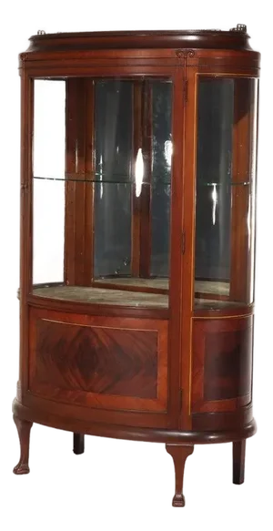Antique French Mahogany Banded Display Vitrine With Inlay & Ormolu C1890