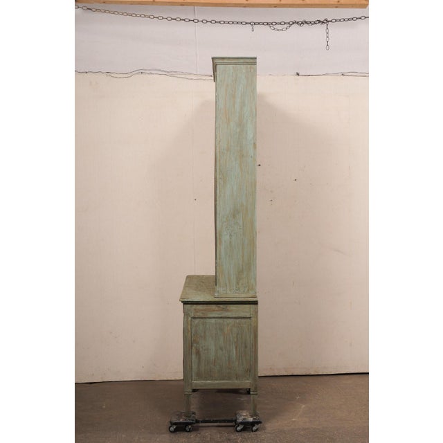Wood Antique Italian Tall Hutch Cabinet in Green For Sale - Image 7 of 12