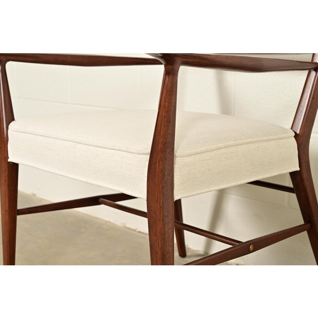 Paul McCobb Irwin Collection Mid-Century Modern Sculpted Walnut Cane Back Armchair, Newly Refinished For Sale - Image 10 of 13