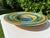 Vintage Handcrafted Art Glass Charger Bowl in Blue, Teal & Amber Swirl Glaze For Sale - Image 4 of 11