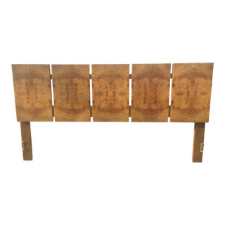 1970s Mid Century Modern Lane Furniture Olive Burl Wood King Size Headboard For Sale