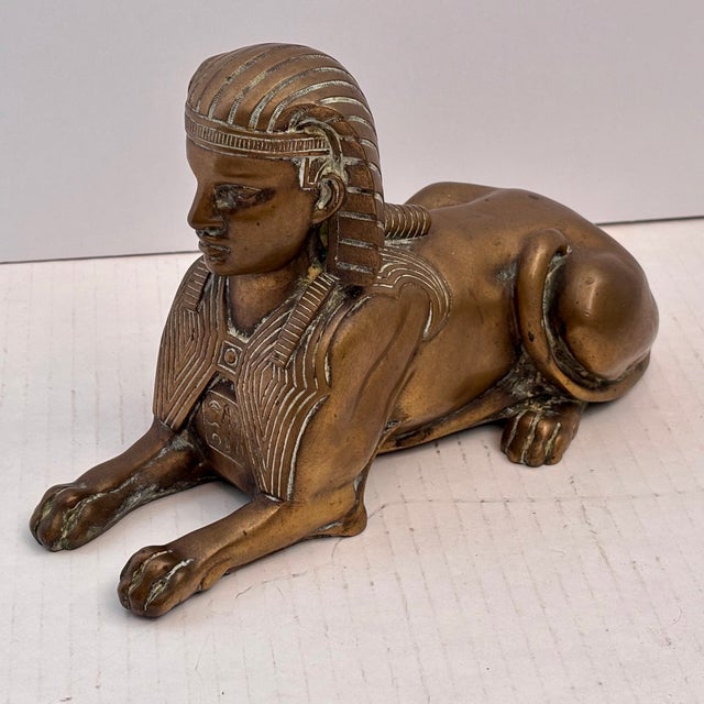 1900 - 1909 Antique French Egyptian Revival Bronze Figure of a Sphinx For Sale - Image 5 of 12