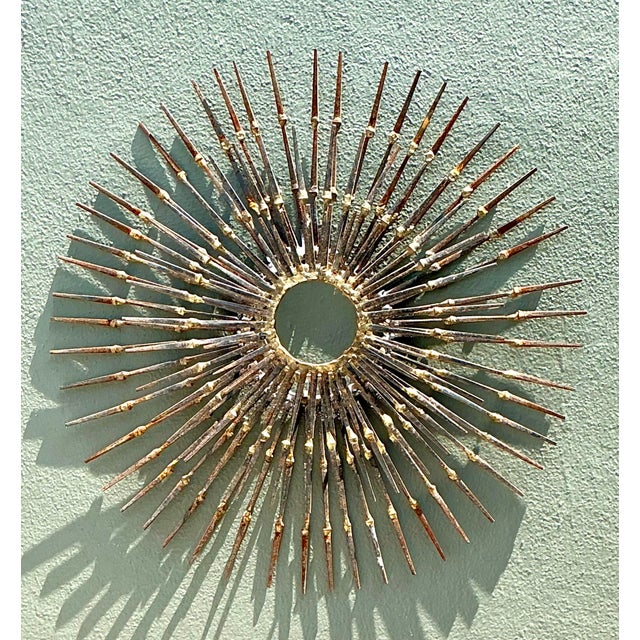 Metal Vintage MCM Wrought Iron Sunburst For Sale - Image 7 of 12