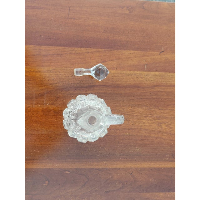 Vintage Oil Cruet. Glass Stopper and Ridges Down Back of Handle. Star Designs on Cruet. Use for Oil, Vinegar or Bath Oil....