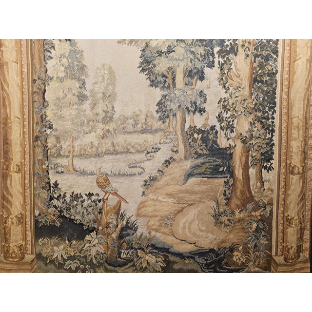 Vintage French Aubusson Tapestry, Hand-Woven Wool, Forest Scene, 72" X 96" For Sale - Image 11 of 18