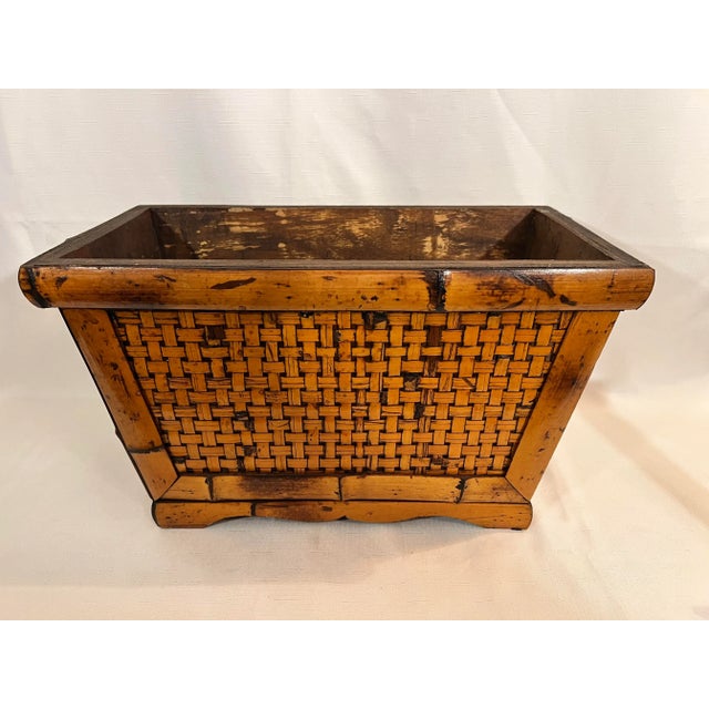Vintage Burnt Bamboo Planter Decor For Sale - Image 6 of 8