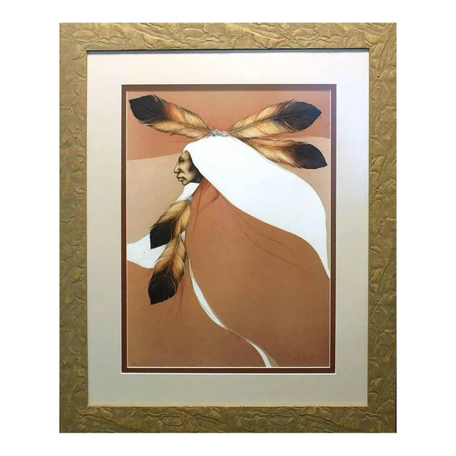 1980s Frank Howell "Tieria Rojo" on Paper Framed Hand Signed With Custom Frame For Sale