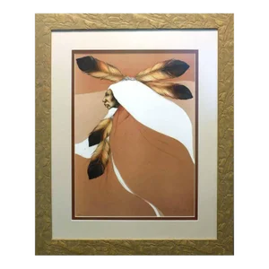 1980s Frank Howell "Tieria Rojo" on Paper Framed Hand Signed With Custom Frame