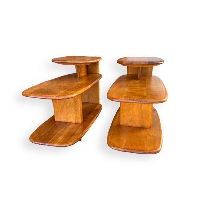 1940s Pair of Heywood Wakefield ThreeTier 'Surfboard' End Tables, Model 3753G Chairish