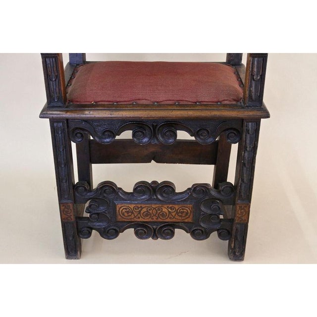 17th Century Renaissance Handcarved Nutwood Armchair, Austria For Sale - Image 6 of 18