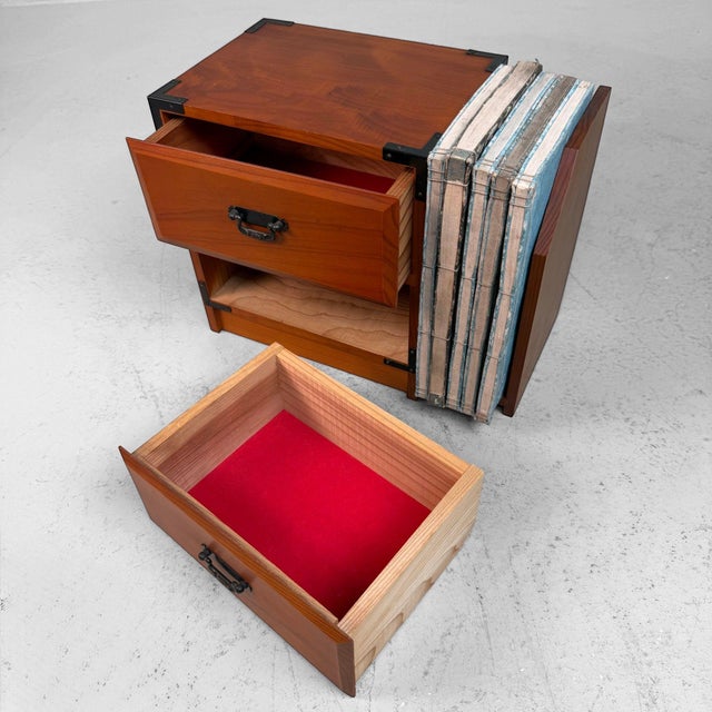 1980s Small Japanese Desk Cabinet with Extendable Bookend, 1980s For Sale - Image 5 of 10