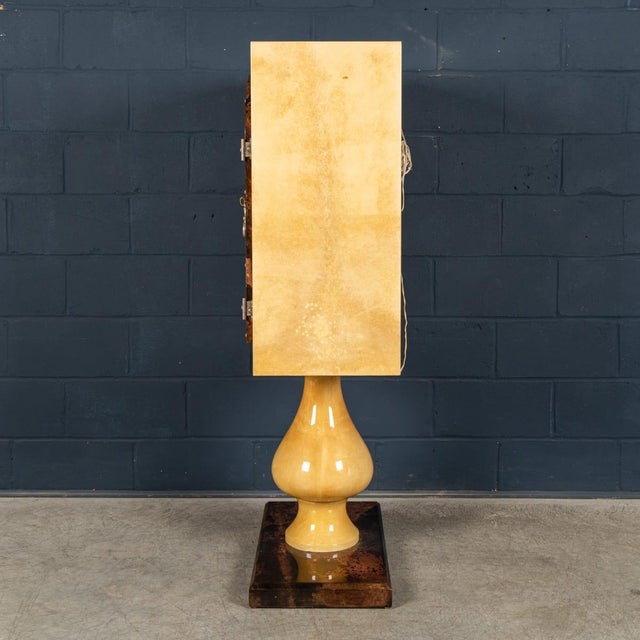 Glass Vintage Italian Goatskin Bar Cabinet on Pedestal Base by Aldo Tura, 1960 For Sale - Image 7 of 18