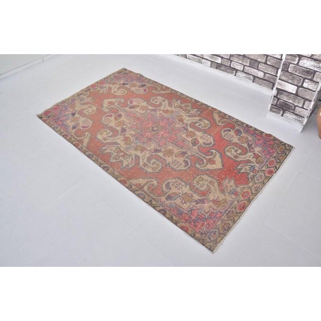Orange Turkish İnteriour Vintage Rug For Sale - Image 8 of 10