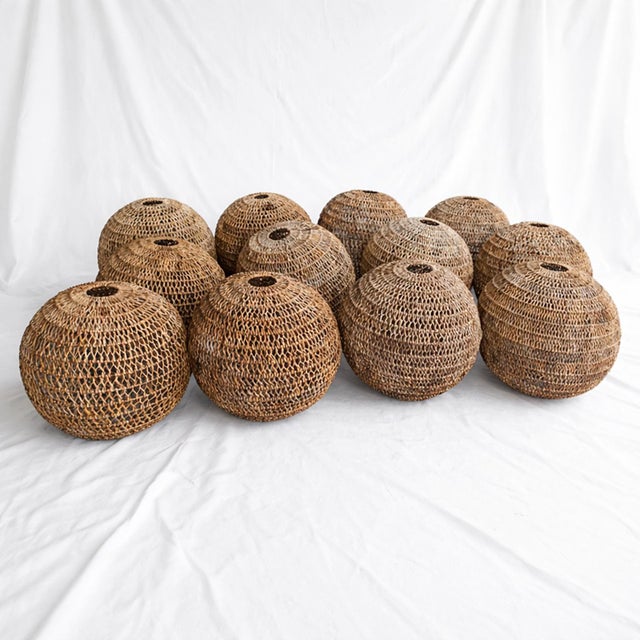 2020s Braided Banana Leaf Globe Coastal Pendant Light Medium For Sale - Image 5 of 8